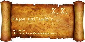 Kajos Kálmán névjegykártya